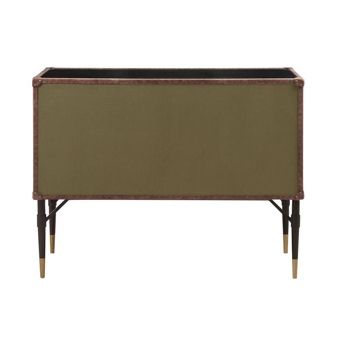 Brancaster Console Table, Top Grain Leather & Aluminum