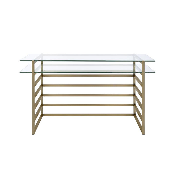 Shona Desk, Antique Gold & Clear Glass