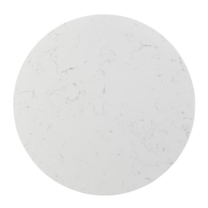 Furniture Jaramillo Engineering Round Marble Dining Table in White/Black