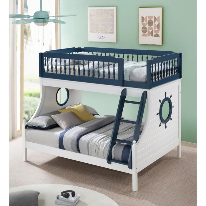 ACME Farah Twin/Full Bunk Bed, Navy Blue & White Finish