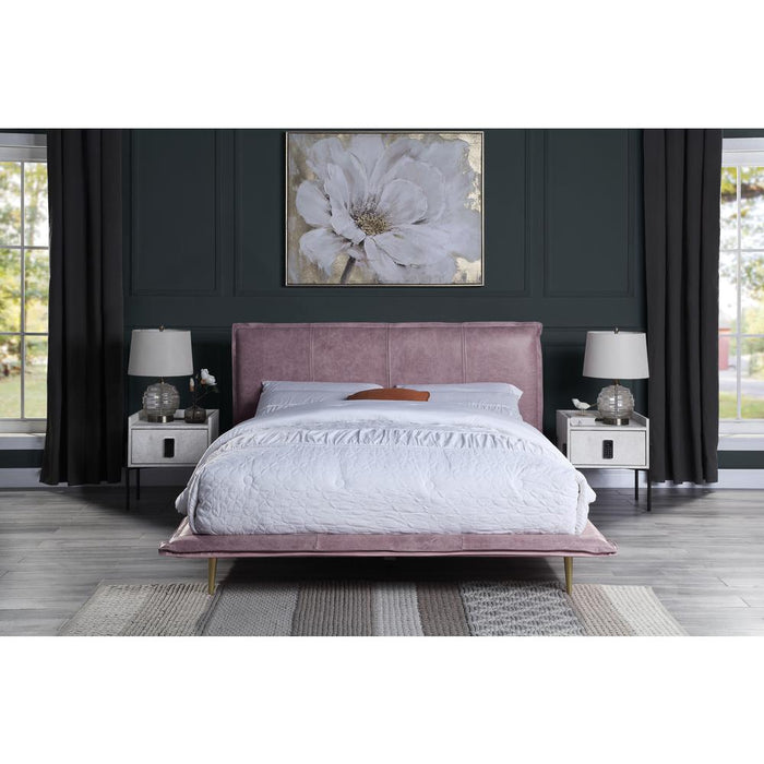 ACME Metis Queen Bed, Pink Top Grain Leather