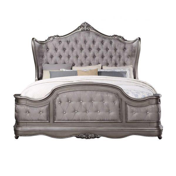 Ausonia Velvet & Antique Platinum Finish California King Bed