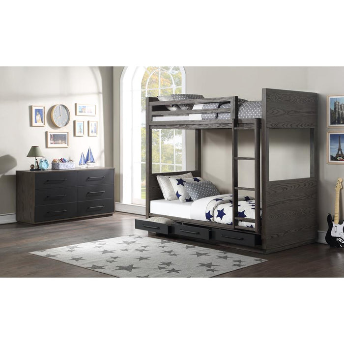 ACME Estevon T/T Bunk Bed, Gray Oak Finish