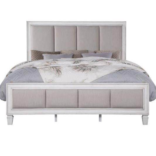 Katia Light Gray Linen, Rustic Gray & Weathered White Finish California King Bed