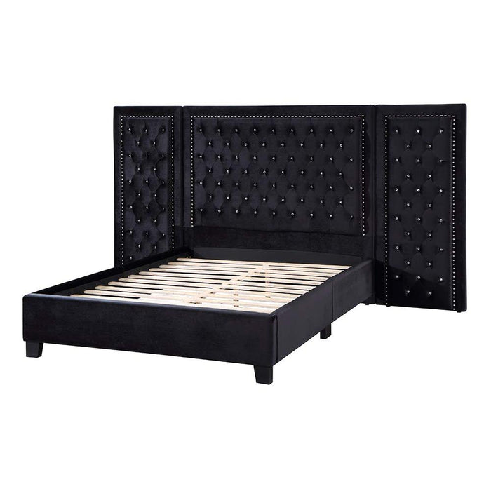 Damazy Black Velvet Queen Bed