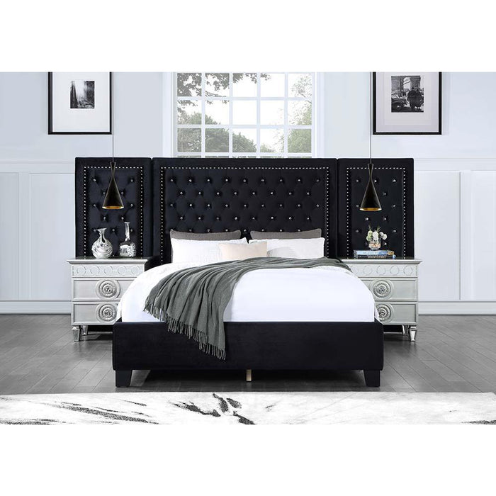 Damazy Black Velvet Queen Bed