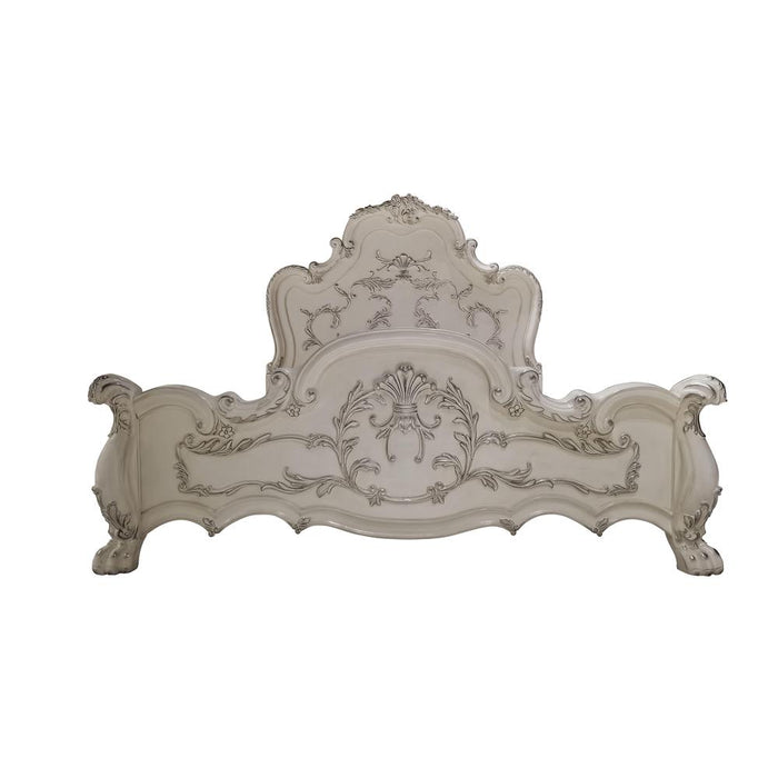 Dresden Wooden California King Bed with Arched Headboard in Bone White