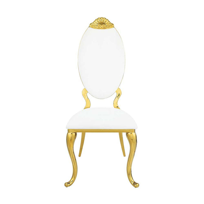 Fallon White PU & Mirroed Gold Finish Side Chair(Set-2)