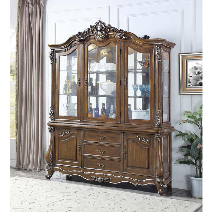 Latisha Antique Oak Finish Hutch & Buffet