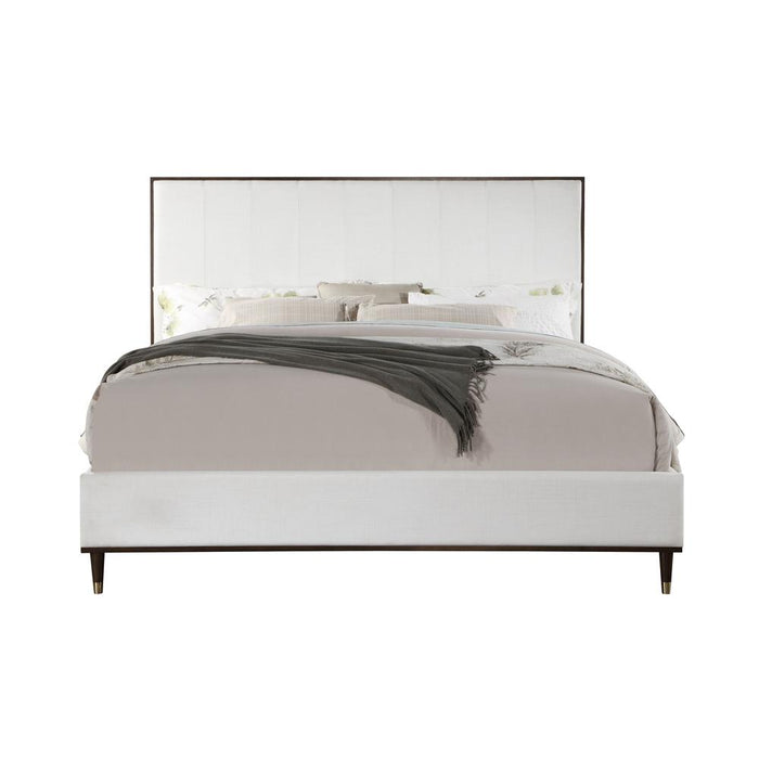 Carena Wooden Bed in Light Gray and White and Brown