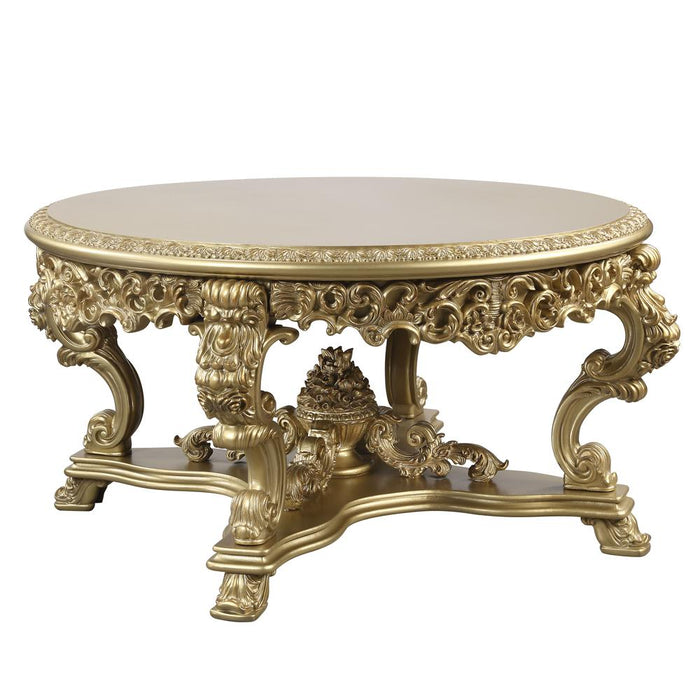 Bernadette Round Dining Table, Gold Finish