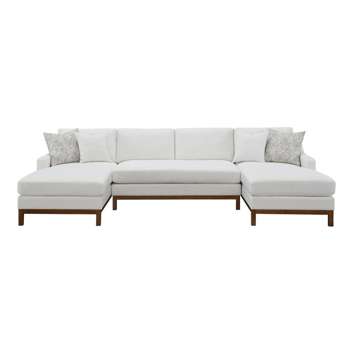 Furniture Valiant Upholstered Chenille U-Shaped Sectional in Ivory