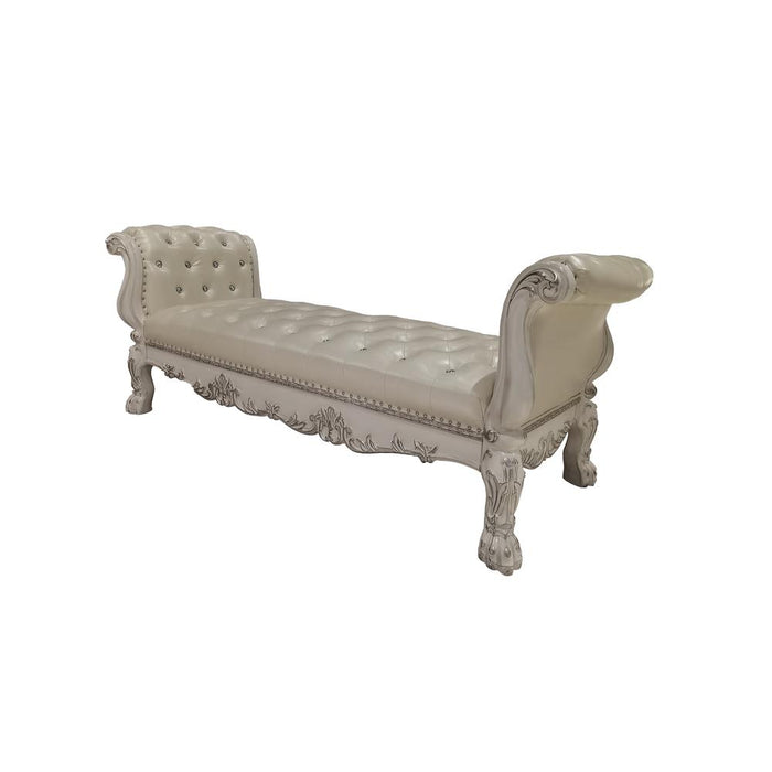 Dresden  Synthetic Leather & Bone White Finish Bench