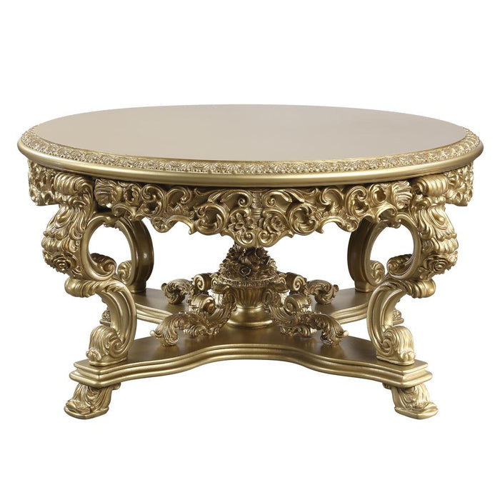 Bernadette Round Dining Table, Gold Finish