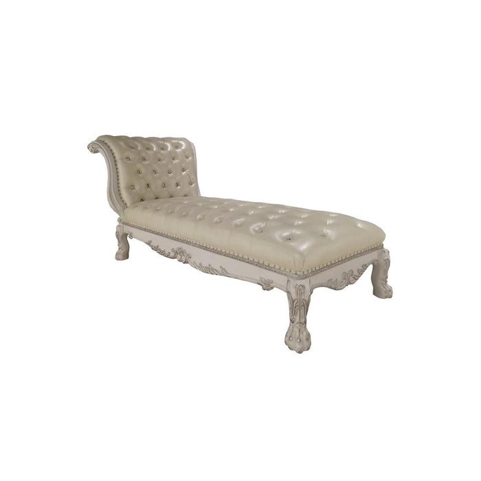 Furniture Dresden Upholstered Faux Leather Chaise with Tight Seat in White