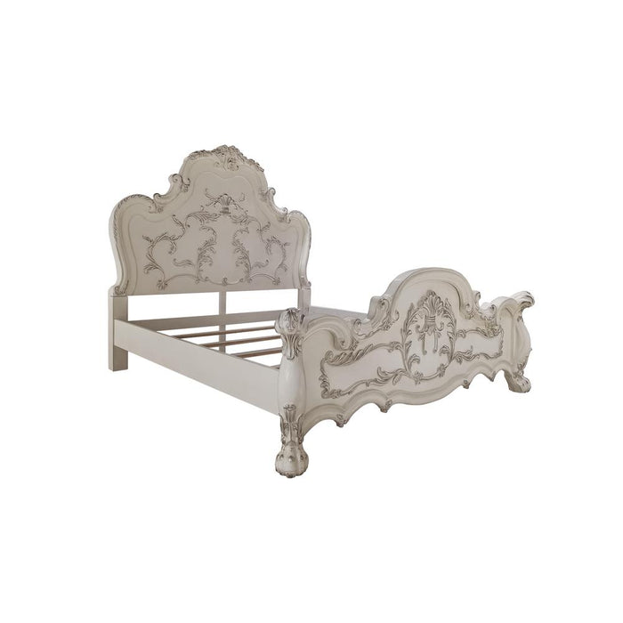 Dresden Wooden California King Bed with Arched Headboard in Bone White