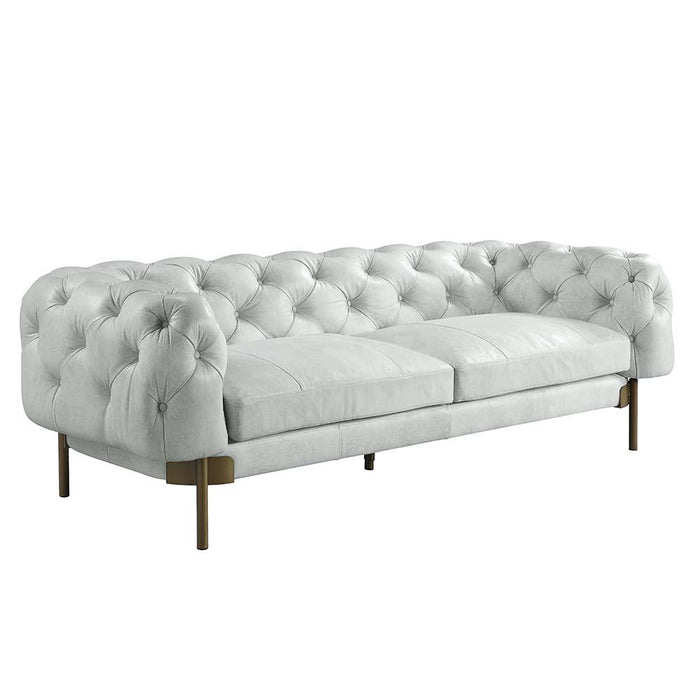 Ragle Vintage White Top Grain Leather Sofa