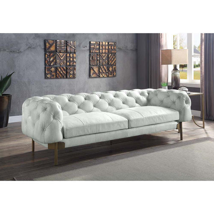 Ragle Vintage White Top Grain Leather Sofa