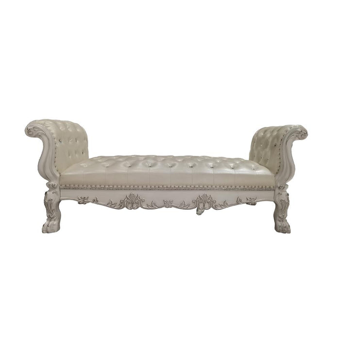 Dresden  Synthetic Leather & Bone White Finish Bench