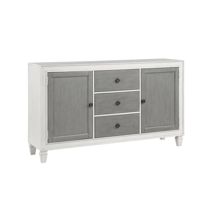 Katia Server, Gray & Weathered White Finish