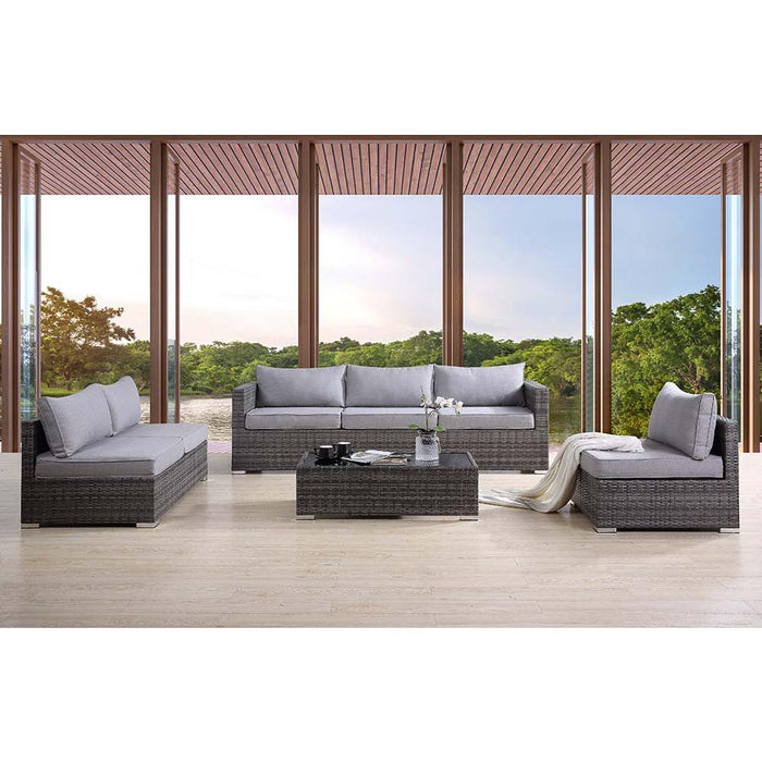 Sheffield Gray Fabric & Gray Finish 4PC Pack Patio Sofa Set