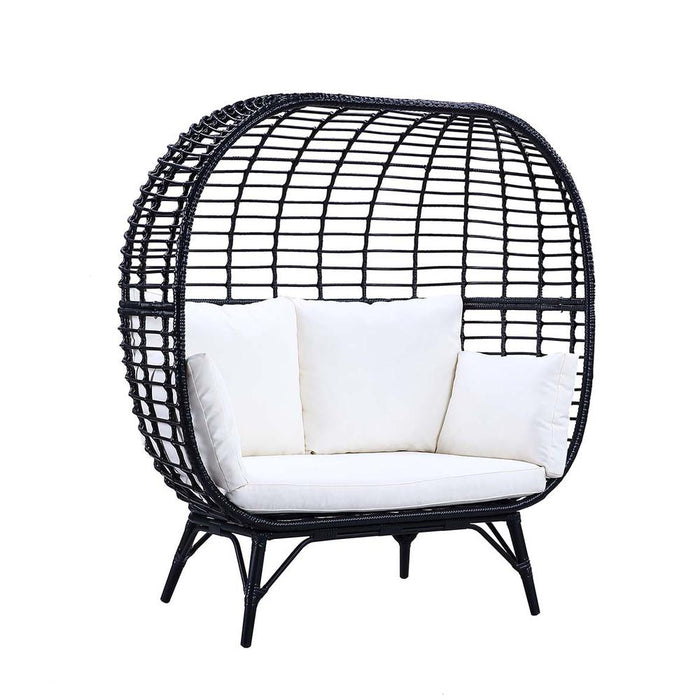 Penelope Cream Fabric & Black Finish Patio Lounge Chair