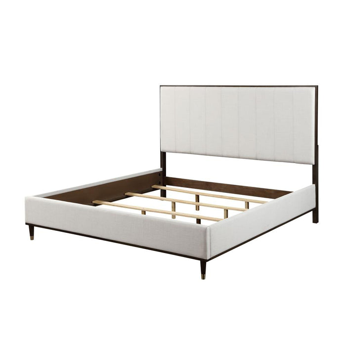 Carena Wooden Bed in Light Gray and White and Brown