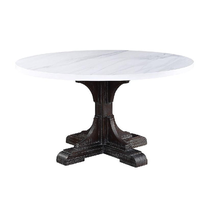 ACME Gerardo ACME Gerardo Dining Table, White Marble & Weathered Espresso