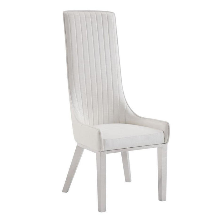 Gianna Ivory PU & Stainless Steel Dining Chair (Set-2)