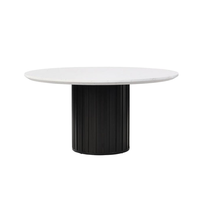 Furniture Jaramillo Engineering Round Marble Dining Table in White/Black