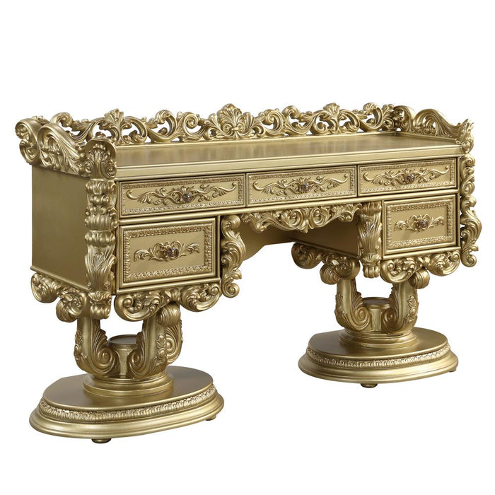 Bernadette Vanity Desk, Gold Finish