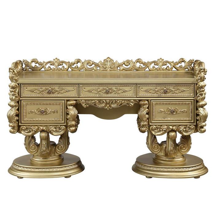 Bernadette Vanity Desk, Gold Finish