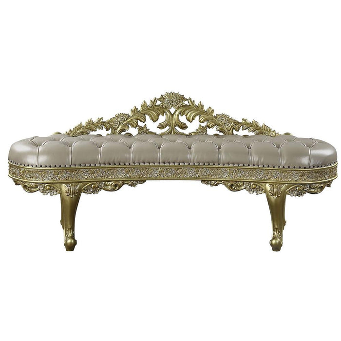 Cabriole Light Gold Synthetic Leather & Gold Finish Bench