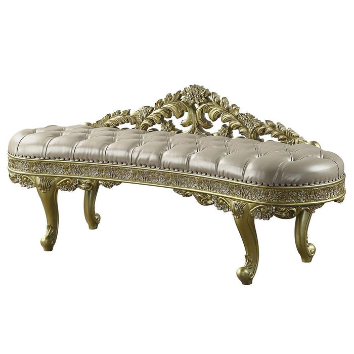 Cabriole Light Gold Synthetic Leather & Gold Finish Bench