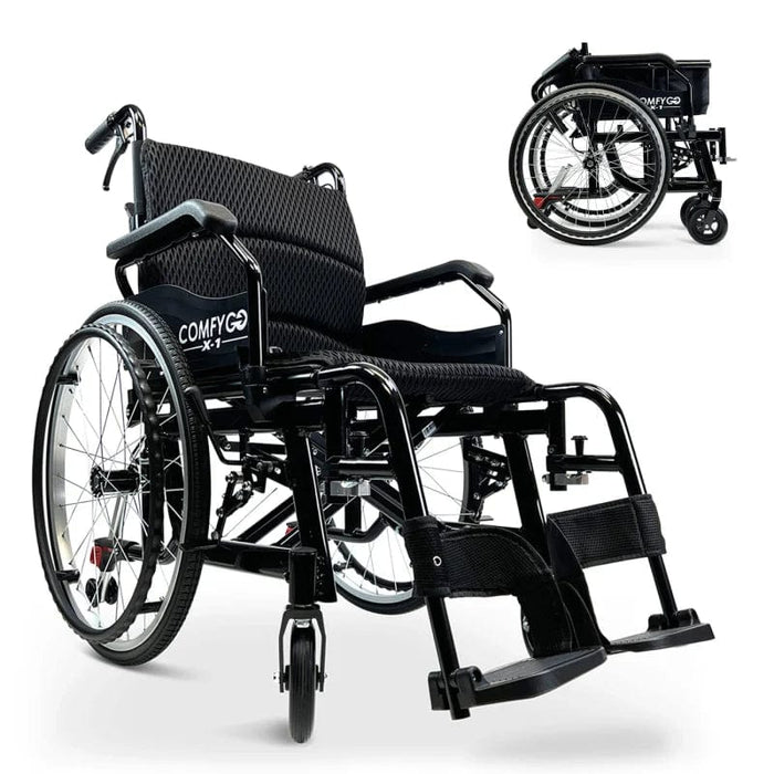 ComfyGO X-1 Manual Folding Lightweight Wheelchair Special Edition 24" (Aluminum)