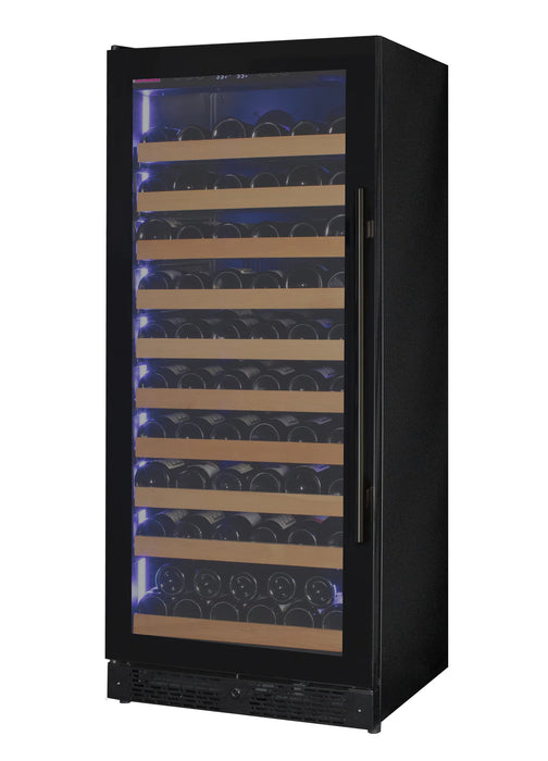 Reserva Series 119 Bottle 55" Tall Single Zone Left Hinge Black Glass Wine Refrigerator