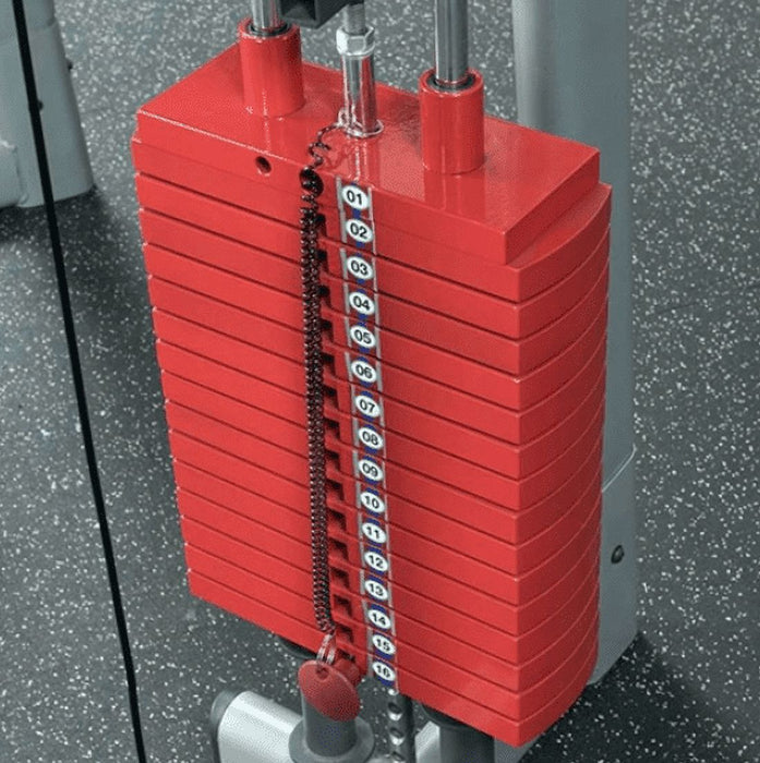 Body Solid Premium Red Steel Weight Stack 200Lbs, 20 X 10Lb Plates And Top Plate