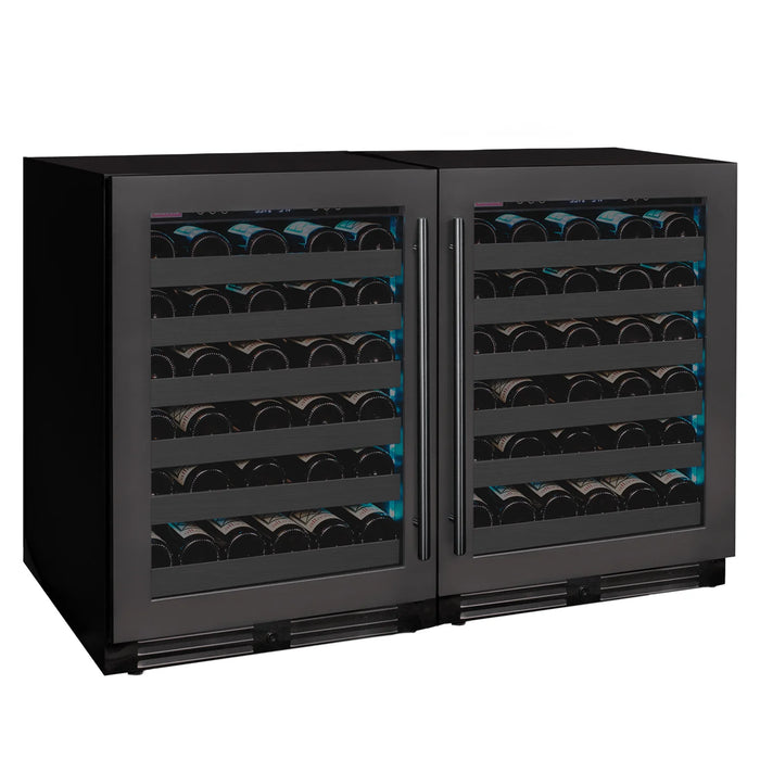 Reserva Series 100 Bottle 34" Tall Dual Zone Black Stainless Steel Side-by-Side Wine Cooler Refrigerator