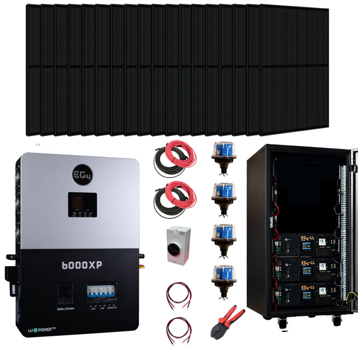 Complete Off-Grid Solar Kit EG4 6000XP 8000W PV Input 6000W Output 48V 120/240V Split Phase 6400 Watts of Solar PV