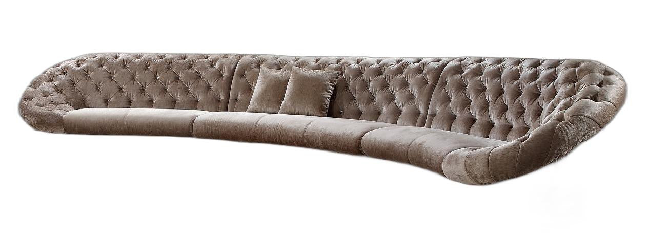 35" Mdf And Velour Sectional Sofa