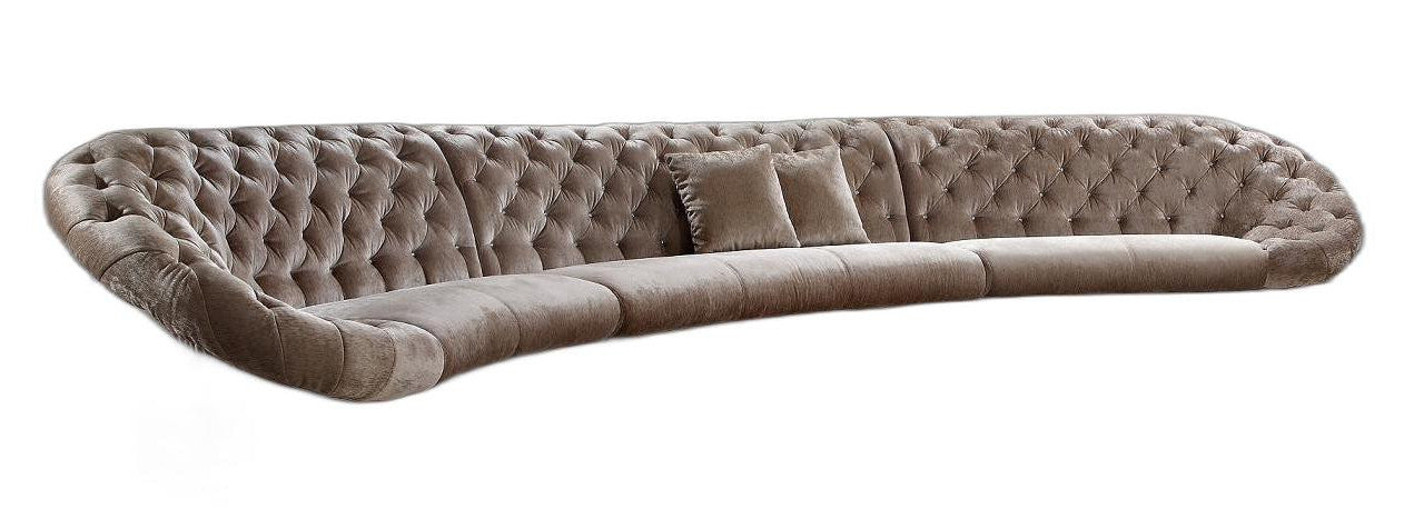 35" Mdf And Velour Sectional Sofa