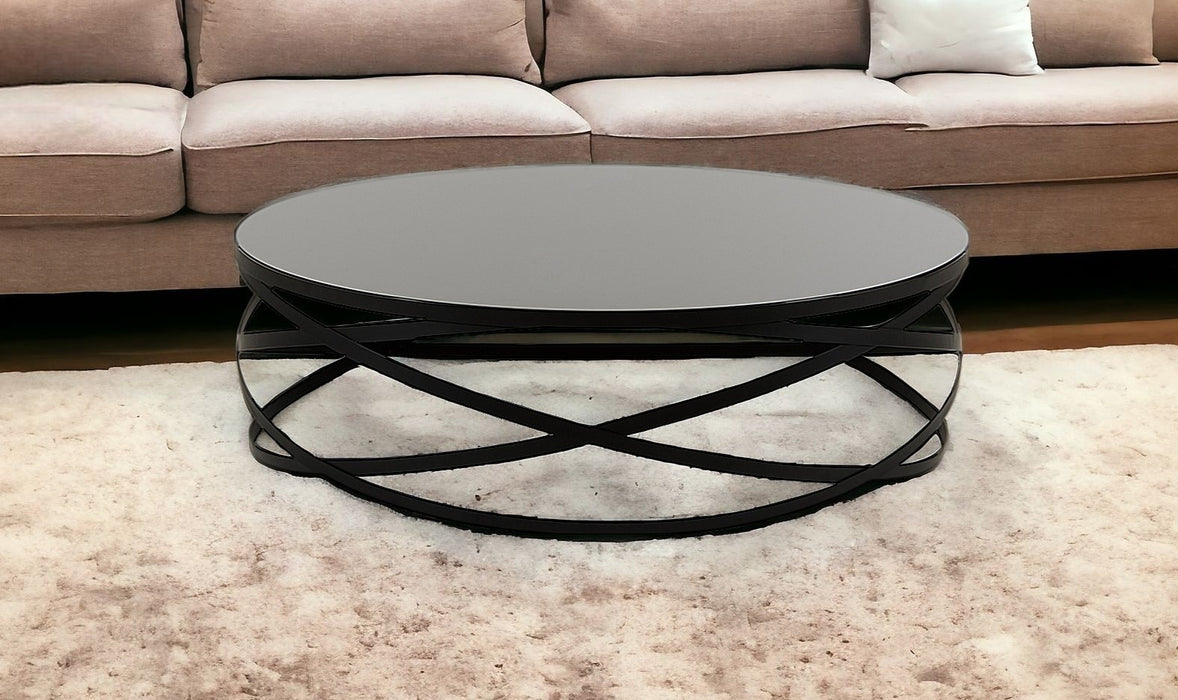 13" Black Metal And Glass Coffee Table