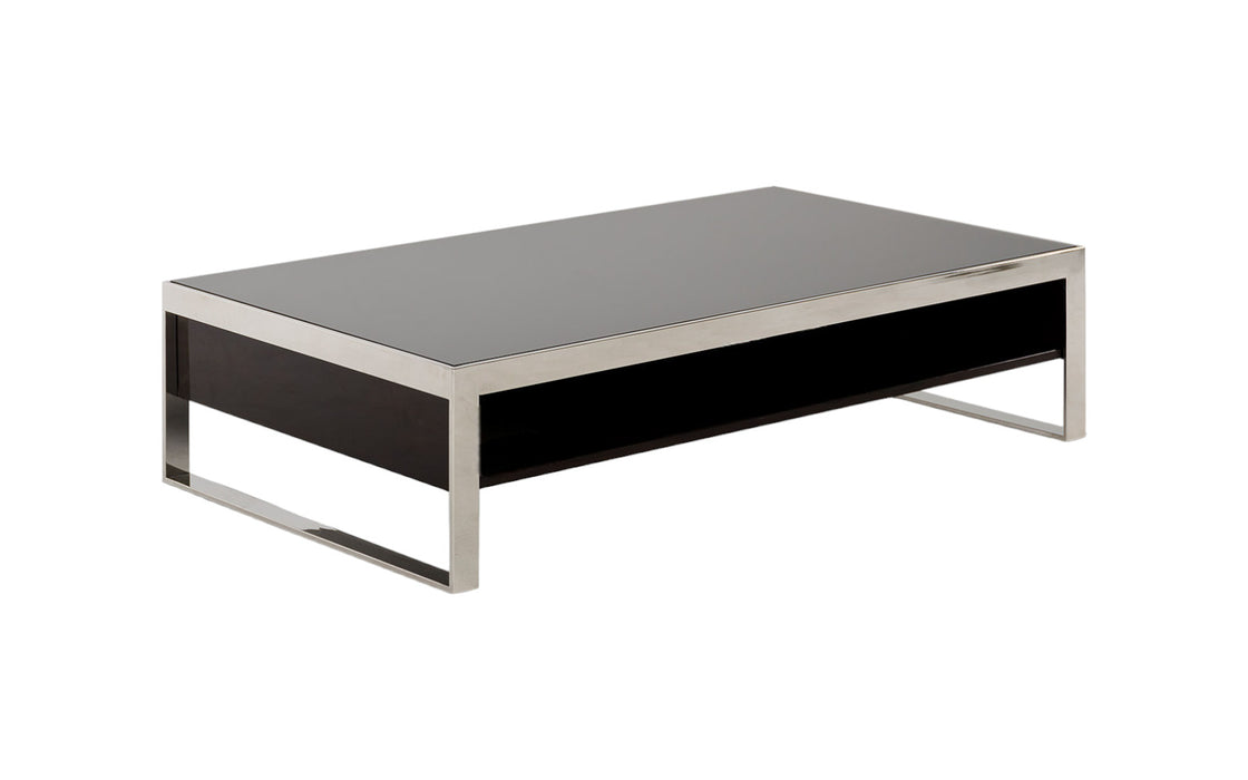 14" Ebony Lacquer Mdf And Steel Coffee Table