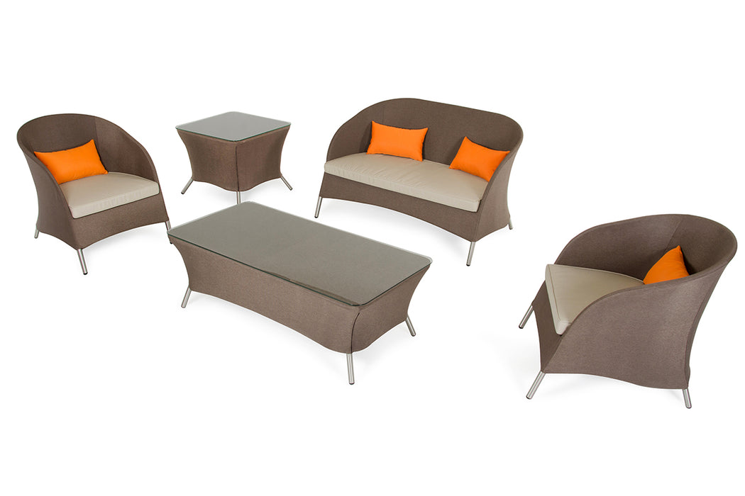 31" Brown Mesh  Aluminum  And Glass Sofa Set