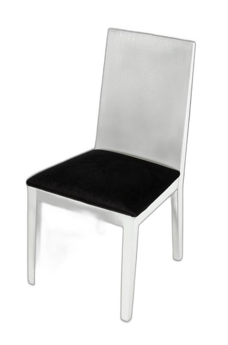 Two 36" White Fabric Dining Chairs