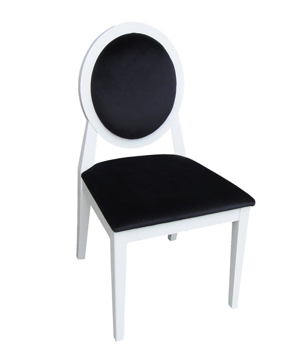 Two 36" White Lacquer Black Fabric Side Chairs