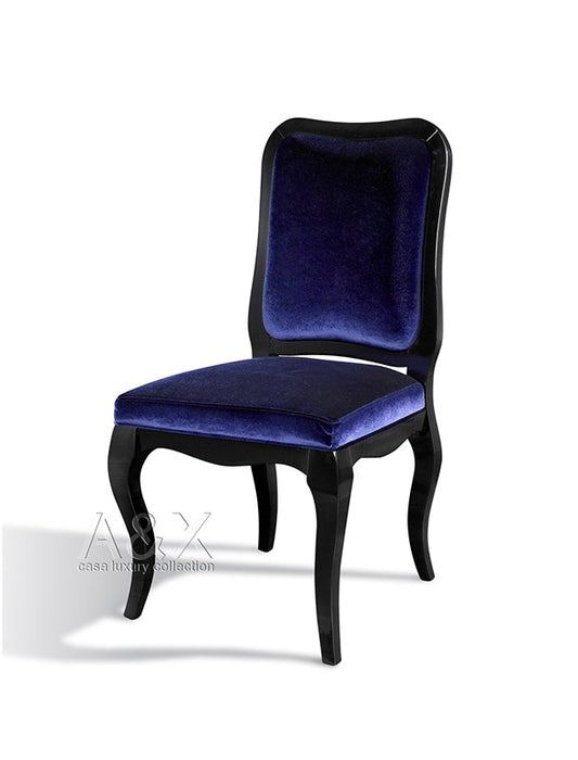 Two 39.4" Purple Velvet And Wood Side Chairs