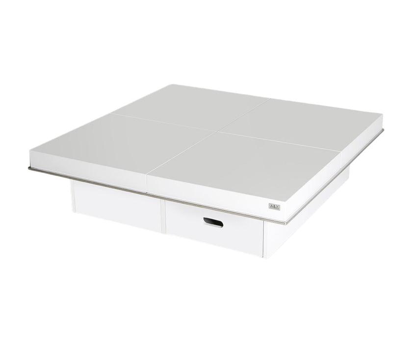 12" White Gloss Coffee Table With Pull Out Squares