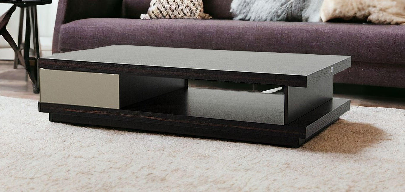 15" Oak And Grey Gloss Veneer Coffee Table