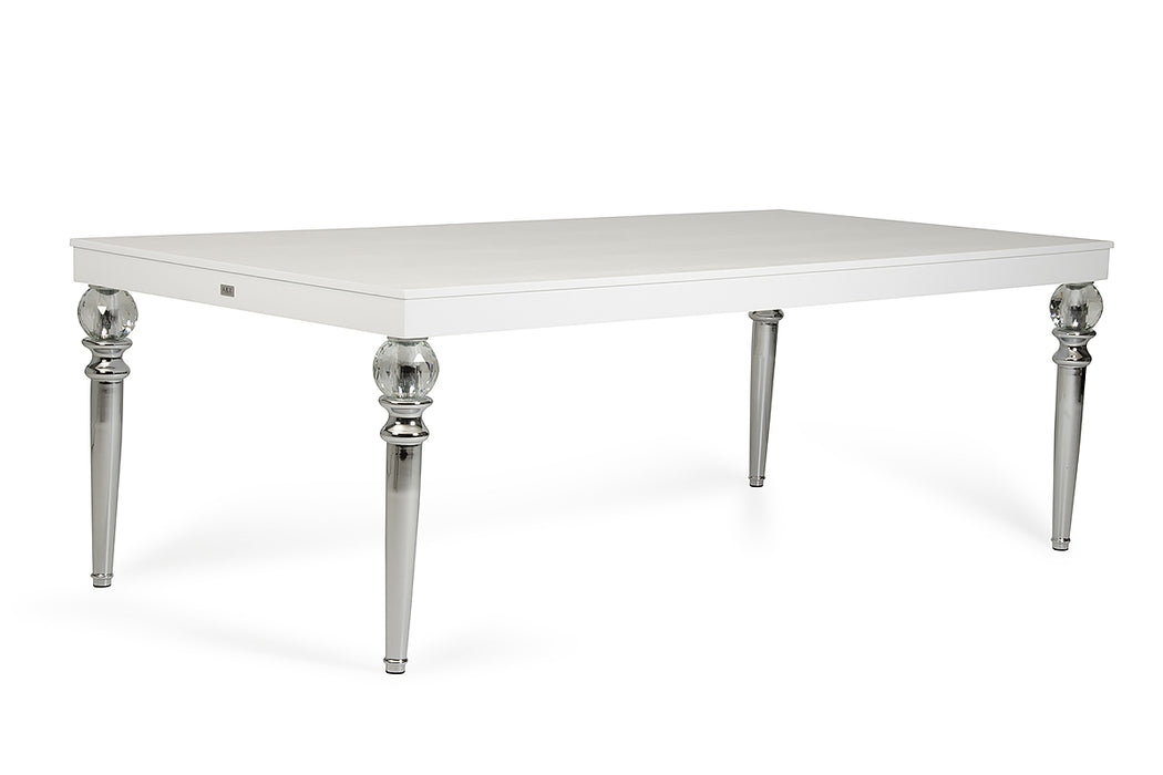 31" White Crocodile Dining Table With Crystal Clear Legs